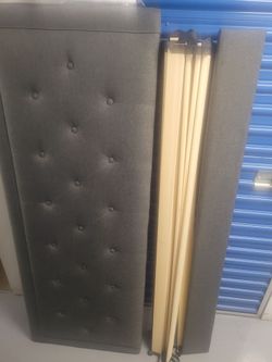 Gray Fabric Queen Size Bed Frame