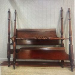 Cherry-colored Full Size 4 Poster Bed With Rails