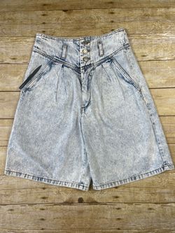 Vintage 80's Jordache RU Approved Acid Wash High Waist Pleated Shorts 9/10