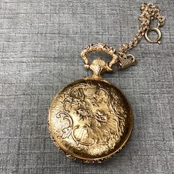Brand New 1990’s Mickey Mouse Fishing Pocket Watch & Chain Verichron Quartz 