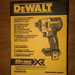 DeWalt 20 Volt Max Brushless XR Dcf887 3-speed Impact Driver