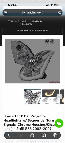 Spec D headlights for infinity G35