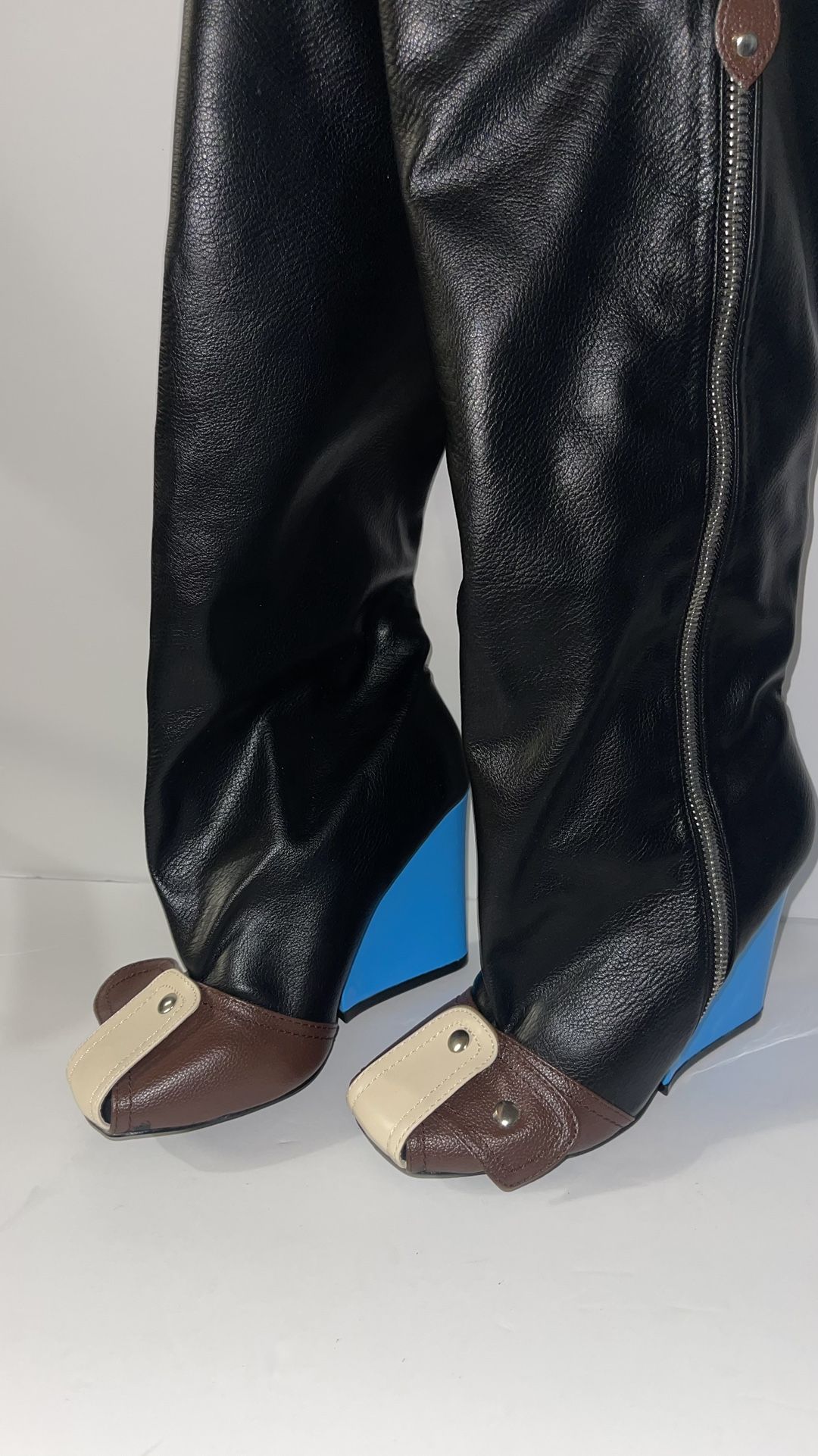 High Fashion Leather Wedge Boots Size 7