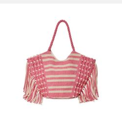 NO BOUNDARIES FRINGE  TOTE BAG (NEW) Pink Passion 