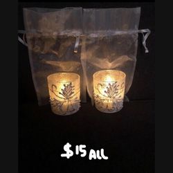 Hurricane Candles W Battery Operated Tea Lights In Gift Bag