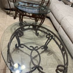 Antique Glass Tables Set Of 3 