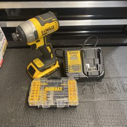 Dewalt 20v Brushless Impact Drill W/ Battery, Charger And New Bits