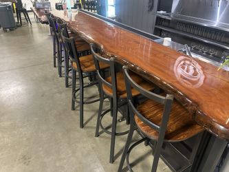Live Edge Epoxy Dual Bar Set w/ LED Lighting & Chairs