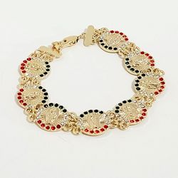 14k Gold Plated Virgen Mary Bracelet New 