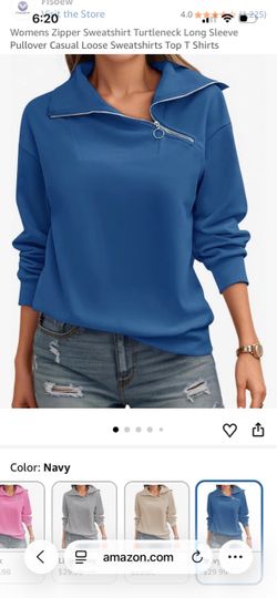 Fisoew Women’s Zipper Sweatshirt Turtleneck Long Sleeve Pullover