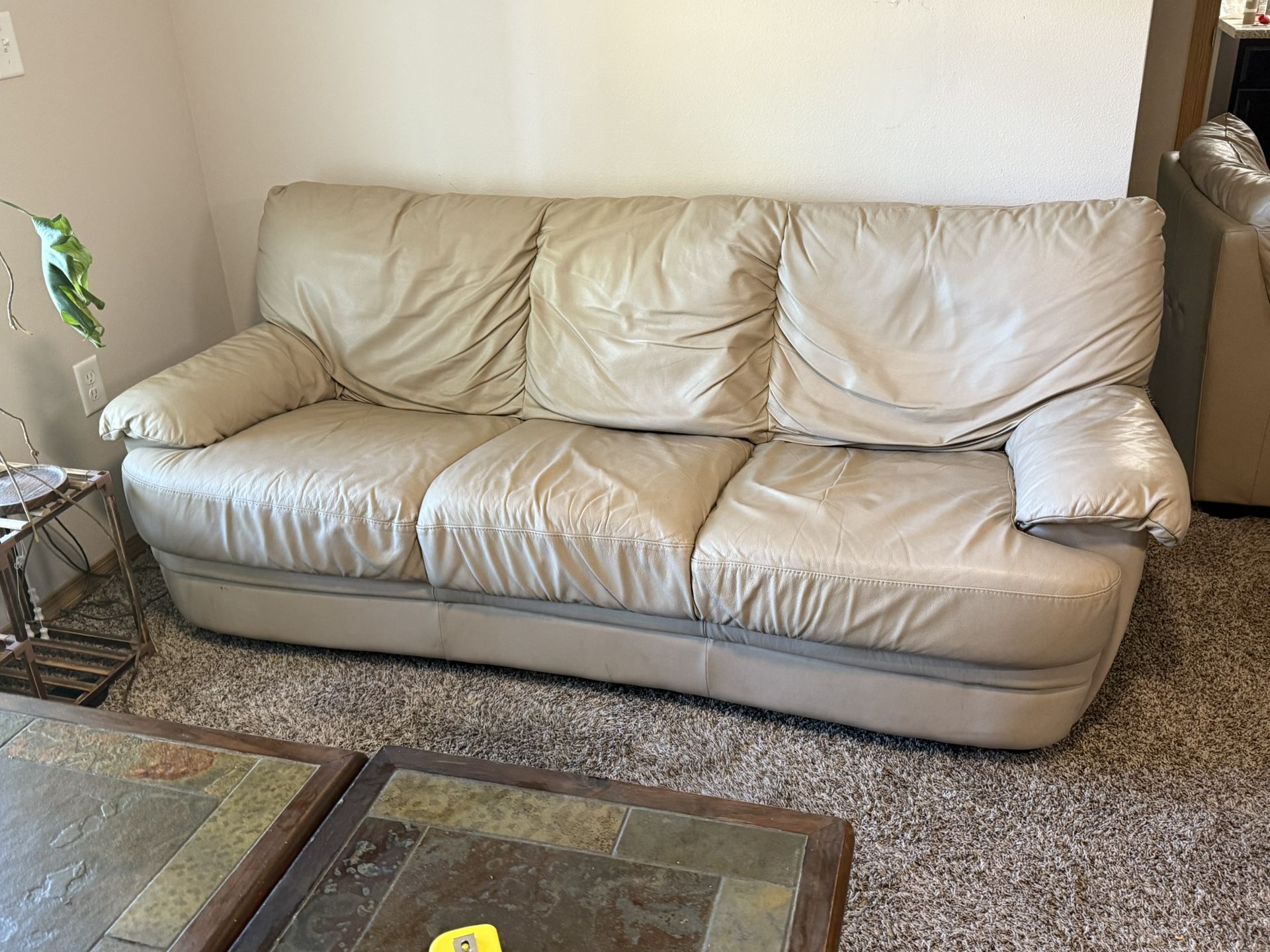 Comfortable Leather 3-Seater Sofa – $70 OBO