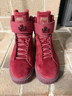 FENTY x Puma Trainer Hi Velvet Burgundy Women's US 7.5 Jeweled Strap Rihanna