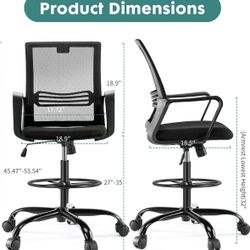 Tall Standing Office Desk Chair with Adjustable Foot Ring