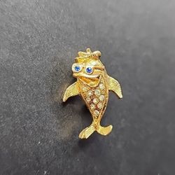 Vintage Starkist Charlie The Tuna Goldtone Brooch Pin