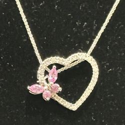 14k  Diamonds White Gold Necklace And Pendant 