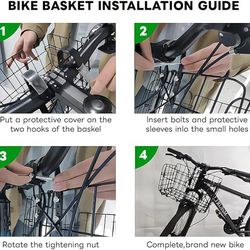 Bike Front Basket with PU Lined Bag and Net Cover, Ebike and bike Basket Easy Installation on Handlebar Pets Cargo E Bike Accessories 