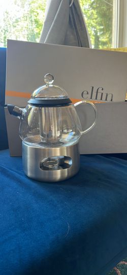 Elfin glass infusion teapot with warmer saucer
