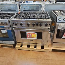 Viking 36 Inch Wide Stove Stainless Steel