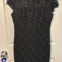 Supply & Demand Black And Gold Lace Dress 