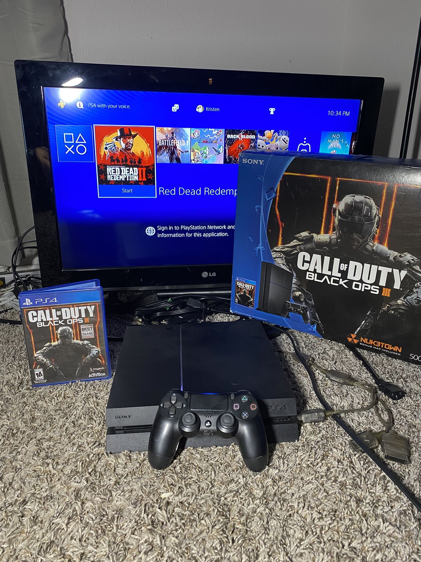Sony PlayStation 4 CIB COD BO3 Bundle 500GB CUH-1215A W Box Low Firmware 10.01