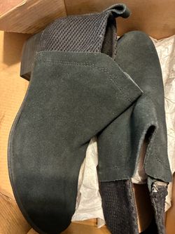 $25-New Women’s Toms Black Suede Ankle Boots with Block Heel