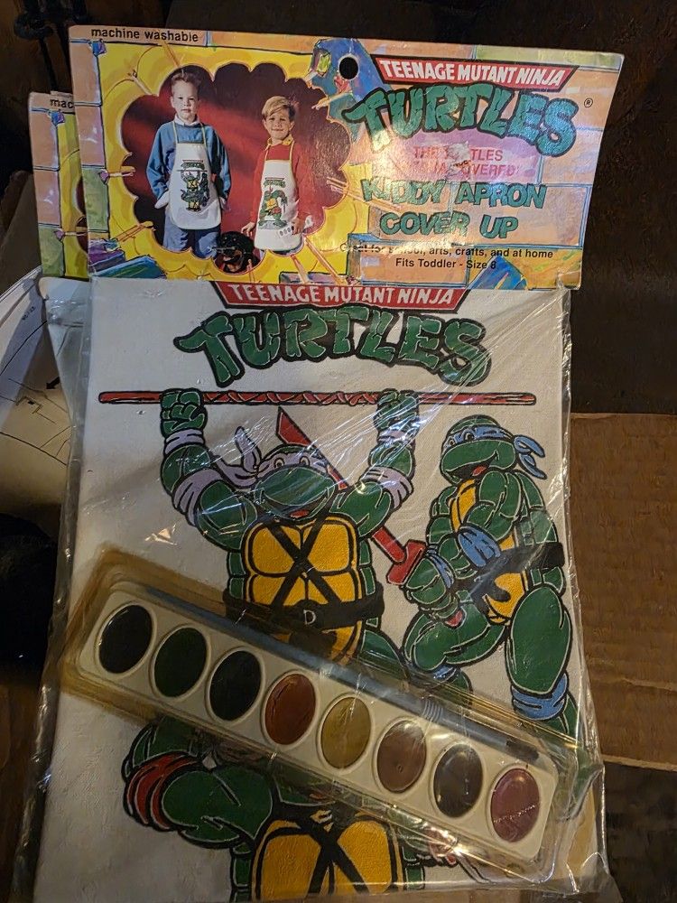 1989 Teenage Mutant Ninja Turtles Apron And Paints