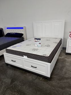 NEW QUEEN BED FRAME WITH MATTRESS