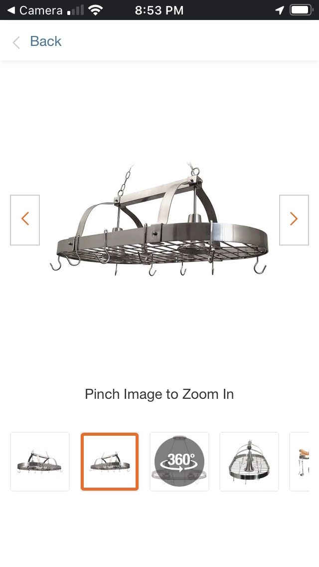 2 Light Brushed Nickel Kitchen Pot Rack Light with Hooks