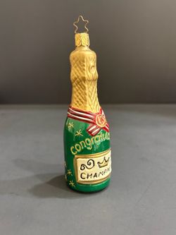 Vintage German Blown Glass Congratulations Celebration Bottle Ornament