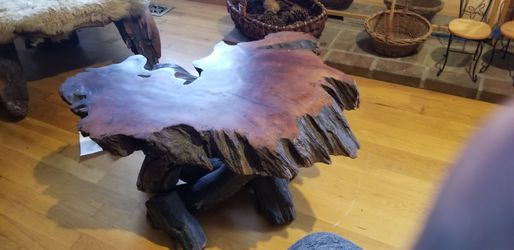 Vintage live redwood coffee table