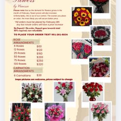 Valentine Flowers! Order Now 