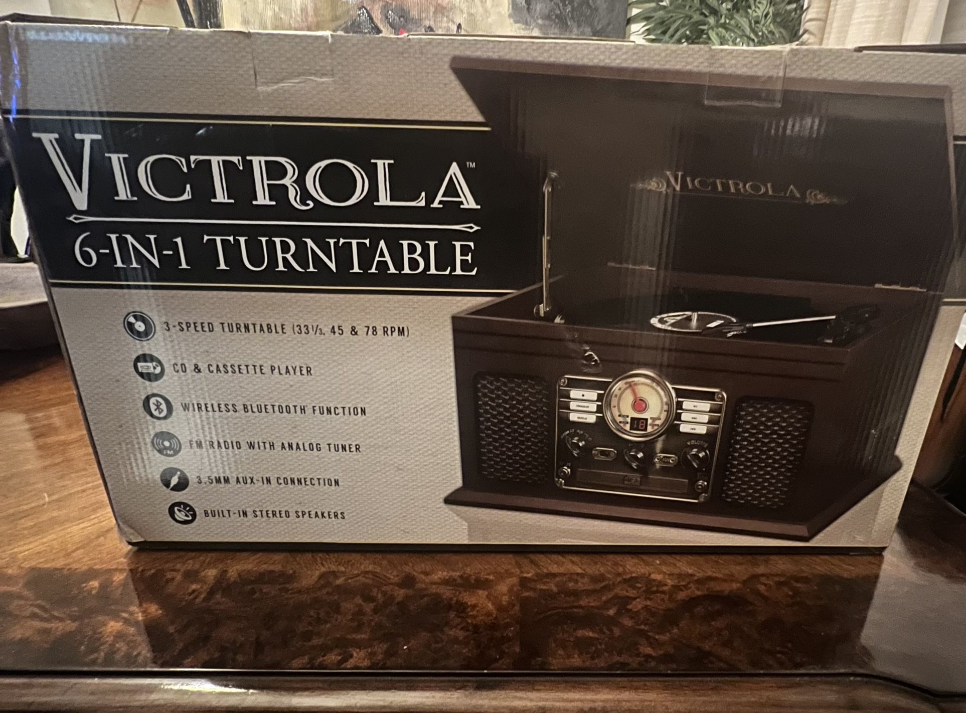 Victrola Nostalgic 6-in-1 Bluetooth Record Player & Multimedia Center with Built-in Speakers 