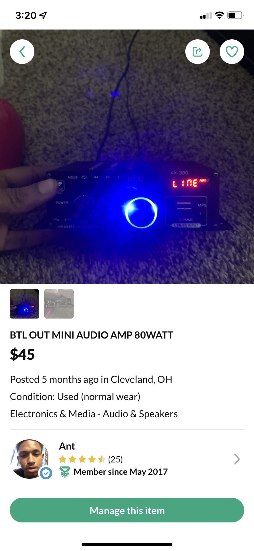 MINI 80 WATT HOME BLUETOOTH AMPLIFIER/RECIEVER