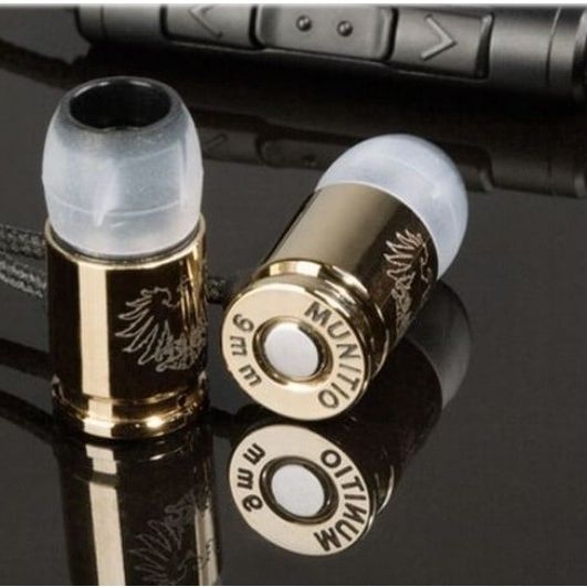 Munitio Nines GOLD TACTICAL 9MM EARPHONES WITH IN LINE 3 BUTTON MIC NINE GLD EUC