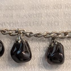 Polished Black Amethyst Charm Bracelet 