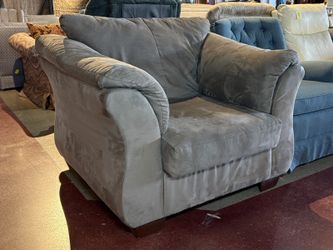 Plump Neutral Grey Armchair w/ Attached Cushions
