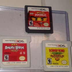 NINTENDO 3DS & NINTENDO DS  GAMES  ( NDS BATTLES NINJAGO  &  N3DS ANGRY BIRDS TRILOGY & DONKEY KONG COUNTRY RETURNS)