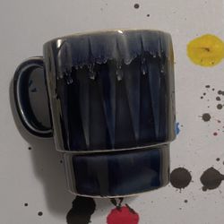 Vintage Ceramic Coffee/Tea Cup Blue Japanese Drip Glaze Single
