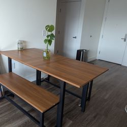 Dining table: Keuna Rectangular 63" Lx 28'" W Expandable Table Dining Set