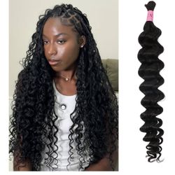 Brand: Mscathy Human Braiding Hair for Boho Braids Deep Wave Bulk Human Hair for Braiding 20g 12A Brazilian Human Hair for Boho Braids, 18inch Bohemia