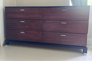 6-Drawer Double Dresser Dark Wood