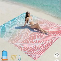 Beach Blanket Sandproof Waterproof 78" X 81", Extra Large Beach Blanket 1-5 Adults Durable Lightweight for Travel Camping Hiking Picnic