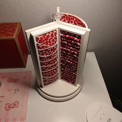 Red And White Cheata Print Jewelry Holder
