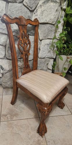 Chippendale Style Carved Wood Dining Chair / Side Chair
