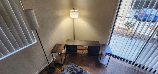 TV stand,side tables,and two lamps