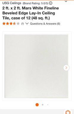 USG Ceilings 2x2 Mars White Lay-In Ceiling Tiles Case of 12