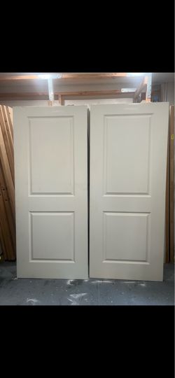 Interior bedroom doors closet doors 35-3/4x79-1/2 hollow core modern style.   I have a set of interior doors hollow core doors slabs asking $80 for th