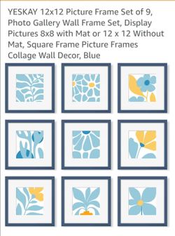 YESKAY 12x12 Blue Picture Frame Set of 9