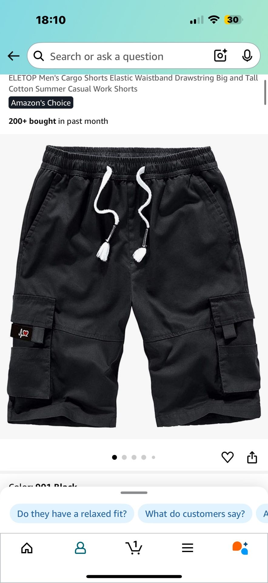 Black Amazon Men Cargo Shorts