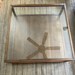 Crate & Barrel Wood And Glass Coffee Table